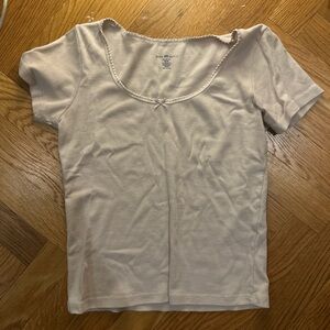 Brandy Melville Cream Short Sleeve Blouse